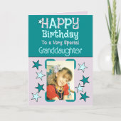 Speciale kleindochter foto turkooise jarig kaart (Voorkant)