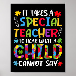 Speciale leraar om te horen kind autisme bewustzij poster