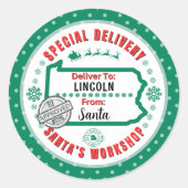 Speciale levering aan Santa Child in Pennsylvania Ronde Sticker (Voorkant)