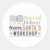 Speciale levering Kerstman's workshop Kerstmis Ronde Sticker (Voorkant)