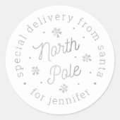 Speciale levering met Kerstmis in de Santa Noordpo Ronde Sticker (Voorkant)