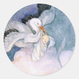 Speciale levering Nieuwe baby Ronde Sticker