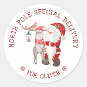 Speciale levering Noordpool - Sinterklaas en rendi Ronde Sticker (Voorkant)