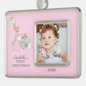 Speciale levering Olifant Eerste Kerstmis Foto Verzilverd Kader Ornament (Links)