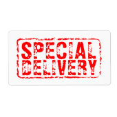 Speciale Levering rode rubber postzegel verzending Etiket (Voorkant)