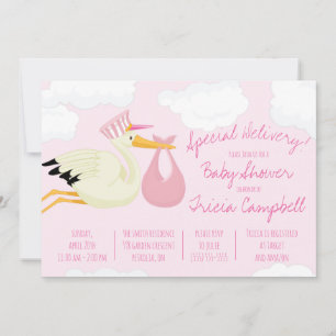 Speciale levering! Roze Baby shower Stork Kaart