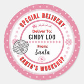 Speciale levering Santa naar Child Pink Gift Label (Voorkant)