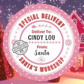 Speciale levering Santa naar Child Pink Gift Label