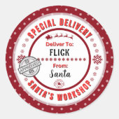 Speciale levering Santa naar Child Red Gift Label (Voorkant)