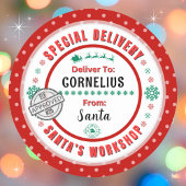 Speciale levering Santa naar kind rood groen label