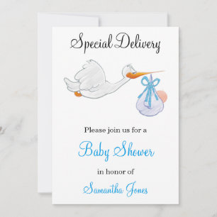 Speciale levering Stork Baby shower Invitation Kaart