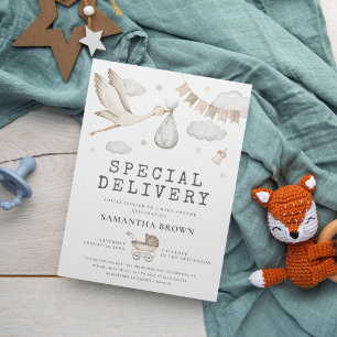 Speciale levering Stork Baby shower Kaart