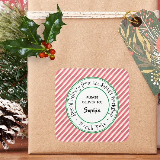 Speciale levering van de Noordpool Santa's Gift Vierkante Sticker