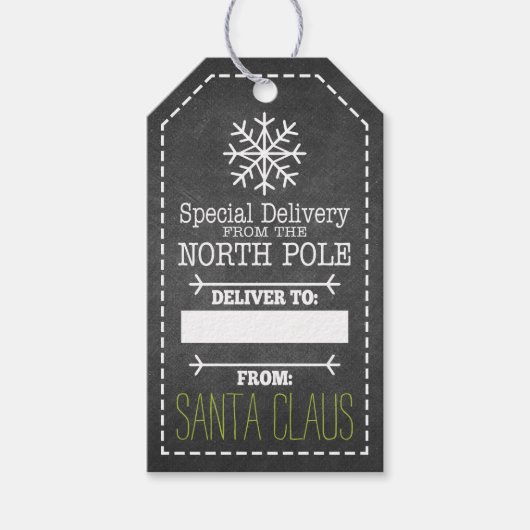 Speciale levering van Noordpool en Santa Claus Cadeaulabel (Voorkant)