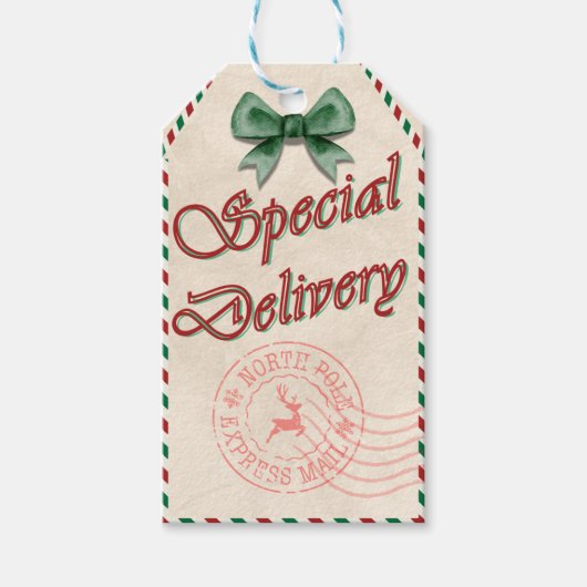 Speciale levering van Santa Christmas Gift Label Cadeaulabel (Voorkant)