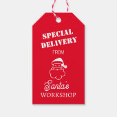 Speciale levering van Santa's workshop Kerstmis Cadeaulabel (Voorkant)