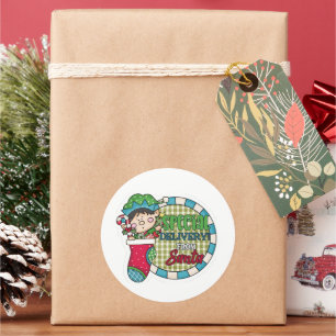 Speciale levering vanaf de kerstman ronde sticker