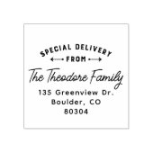 Speciale levering vanaf retouradres 	rubberstempel (Afrduk)