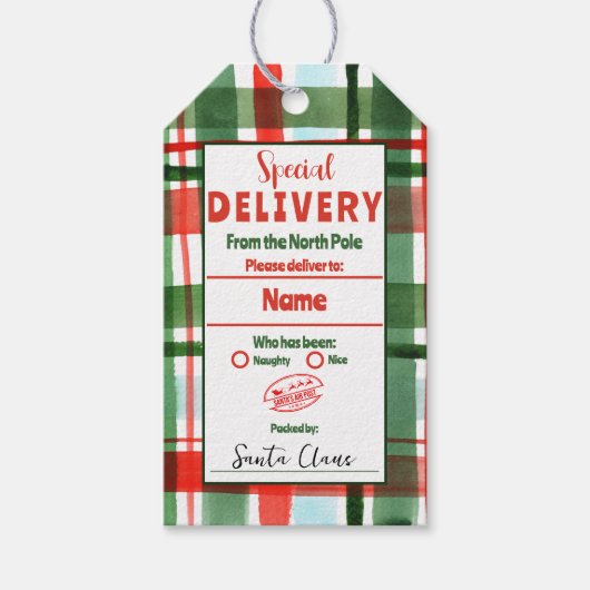 Speciale levering vanaf Santa's Workshop Label Cadeaulabel (Voorkant)