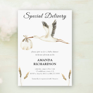 Speciale Levering Waterverf Stork Baby shower Kaart