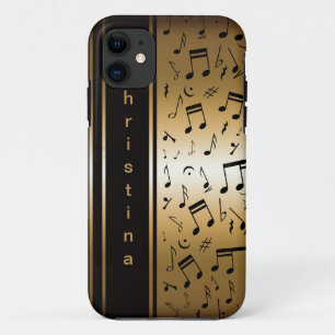 Speciale Luxe Gold- en zwarte Muzieknoten iPhone 11 Hoesje