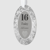 Speciale luxe velvet verjaardagsversiering 16e ornament (voorkant)