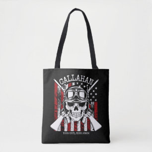 Speciale naam Soldaat Skull Dual Pistolen USA Vlag Draagtas