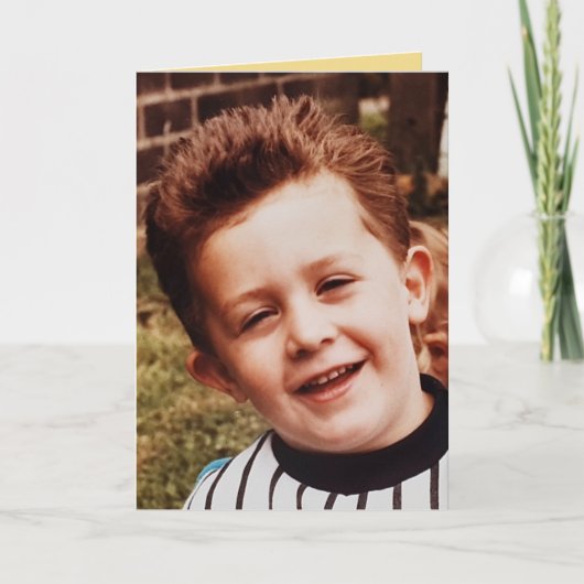 Speciale neef groen geel foto verjaardag kaart (Voorkant)