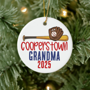 Speciale notitie voor Cooperstown-oma-tante-honkba Keramisch Ornament