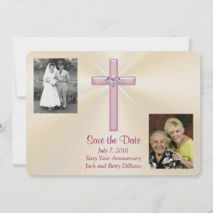 Speciale opdrachten Roze kruis opslaan Datumkaarte Save The Date