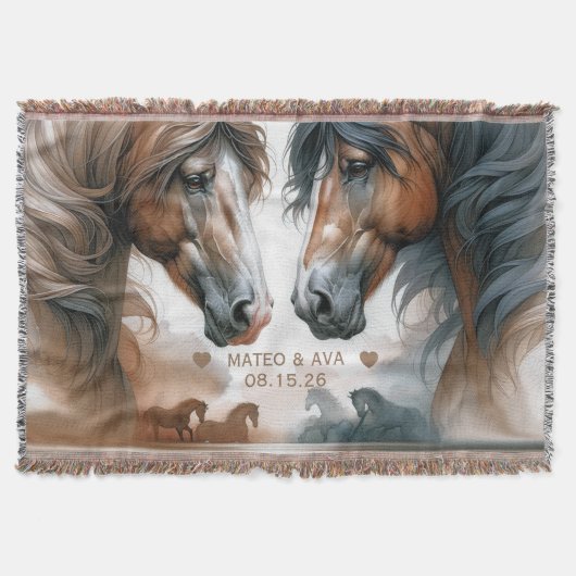 Speciale paarden bruidspaar deken (Voorkant)