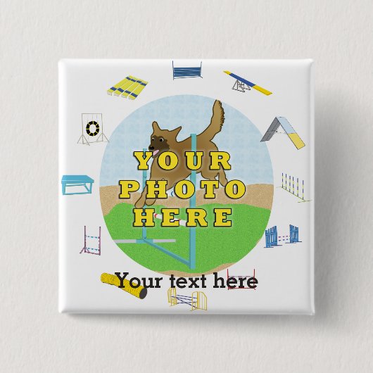 Speciale persoonlijke hondenbehendigheid vierkante button 5,1 cm (Voorkant)