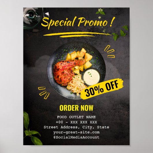 Speciale Promo Restaurant Korting Voedsel Poster (Voorkant)