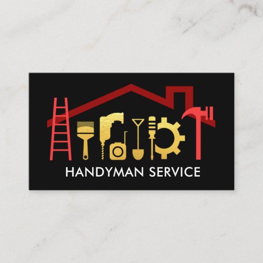 Speciale Rode Dak Lijst Handyman Tools Visitekaartje (Voorkant)