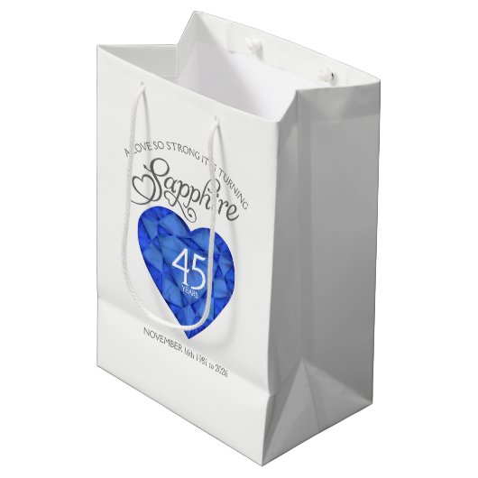Speciale Sapphire jewel 45e jaars juweltas Medium Cadeauzakje (Voorkant Gekanteld)