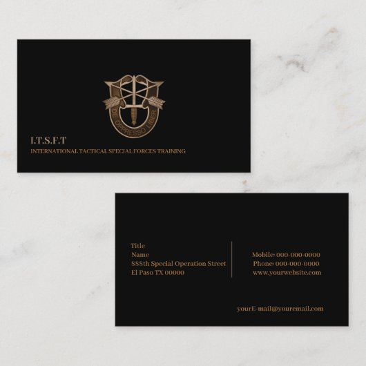 Speciale strijdkrachten visitekaartje (Voorkant / Achterkant)