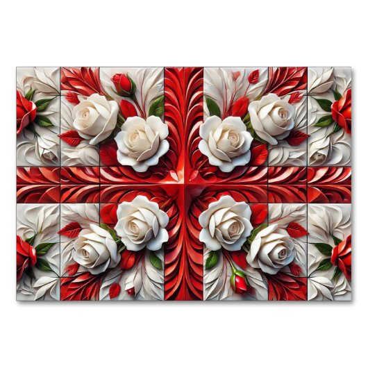 Speciale tafelkaart met Engelse Rozen Design Kaart (Voorkant)