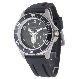 Speciale trofee voor buck op Black White Tail Deer Horloge