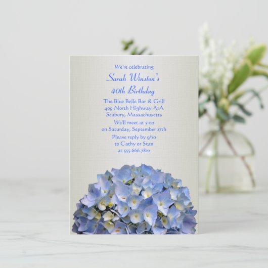 Speciale uitnodiging op zaterdag in Blue Hydrangea (Staand voorkant)