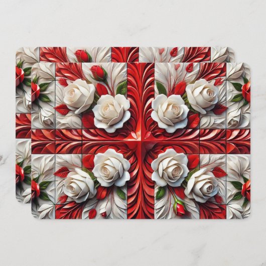 Speciale uitnodigingen met Engelse Rozen (Voorkant / Achterkant)