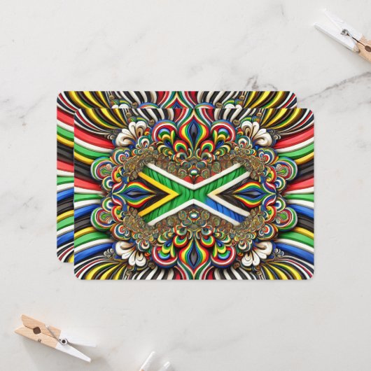 Speciale uitnodigingen met Zuid-Afrikaans design (Voorkant / Achterkant in situ)