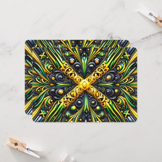 Speciale uitnodigingen voor Jamaican Design (Voorkant / Achterkant in situ)