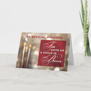 Speciale Vrienden Kerstkaarsen Kind is geboren Kaart