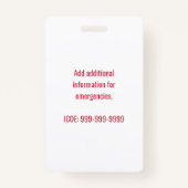 Speciale waarschuwingen voor voedselallergie Kinde Badge (Achterkant)