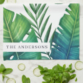 Speciale Waterverf Tropische bladeren Theedoek (Gevouwen)