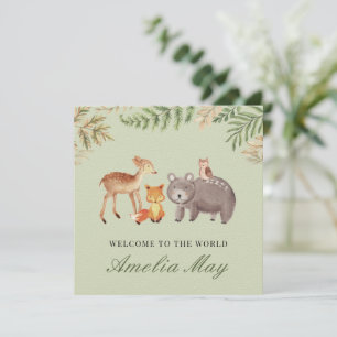 Speciale Woodland Animals Nieuwe Baby Kaart