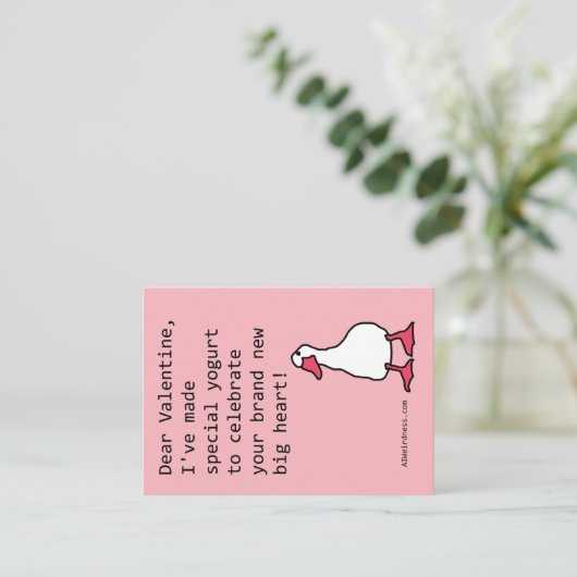 Speciale yoghurt Duck - AI Weirdness Valentijn Informatiekaartje (Staand voorkant)