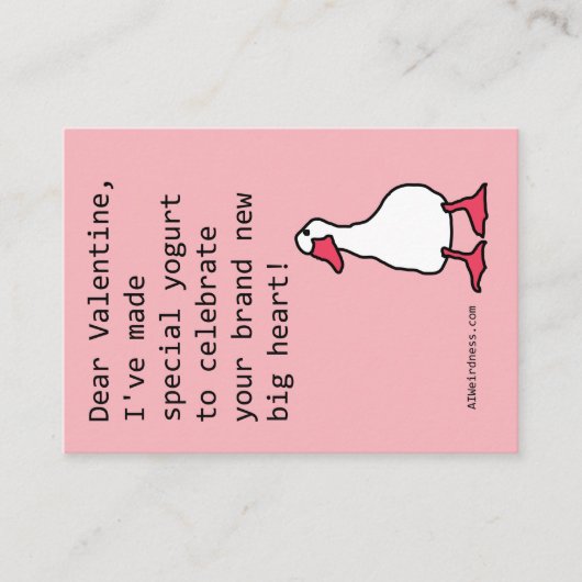 Speciale yoghurt Duck - AI Weirdness Valentijn Informatiekaartje (Voorkant)