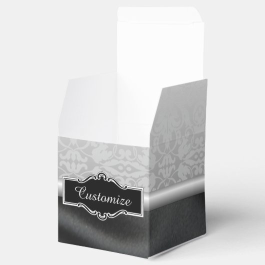 Speciale zwarte en zilverdampkast bedankdoosjes (Geopend)