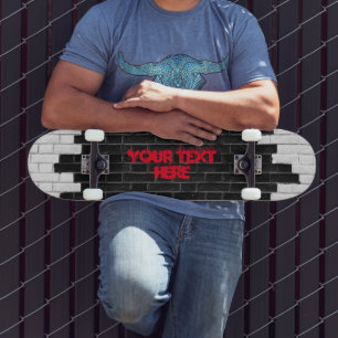 Speciale zwarte & witte brick-muur skateboard